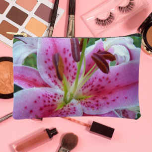 Pink Stargazer Lily Floral Zubehörtasche