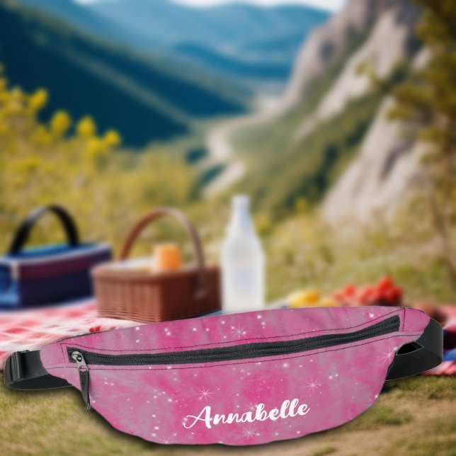 Pink Starry Night Sky Sparkling Celestial Bauchtasche (Von Creator hochgeladen)