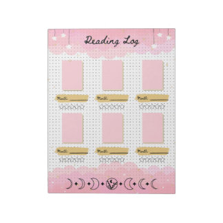 Pink Starry Sky Bullet Journal Reading Log Notizblock