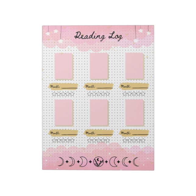 Pink Starry Sky Bullet Journal Reading Log Notizblock (Rotiert)