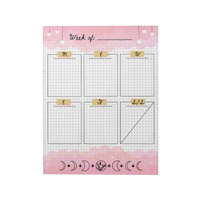 Pink Starry Sky Bullet Journal Weekly Planner Notizblock (Rotiert)
