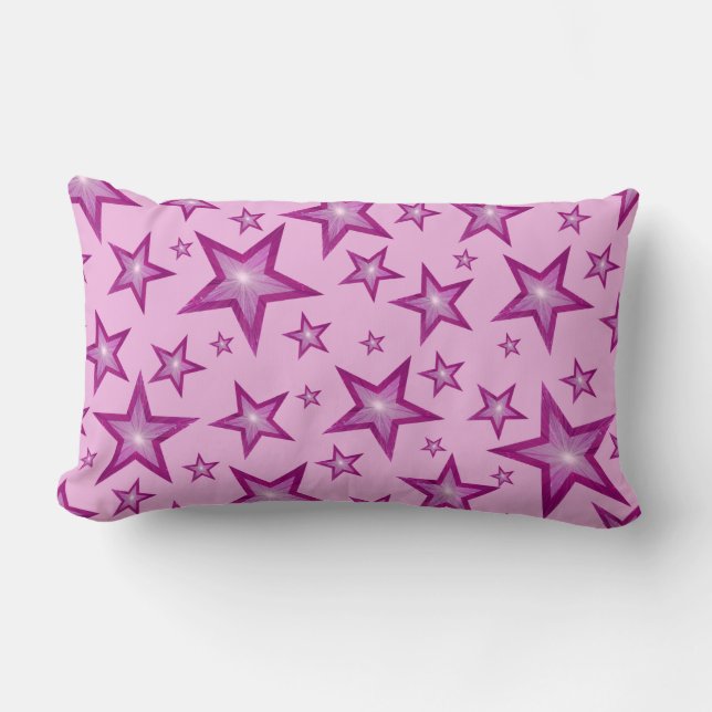 Pink Stars bedruckt werfen Kissen lumbar blassrosa (Vorderseite)
