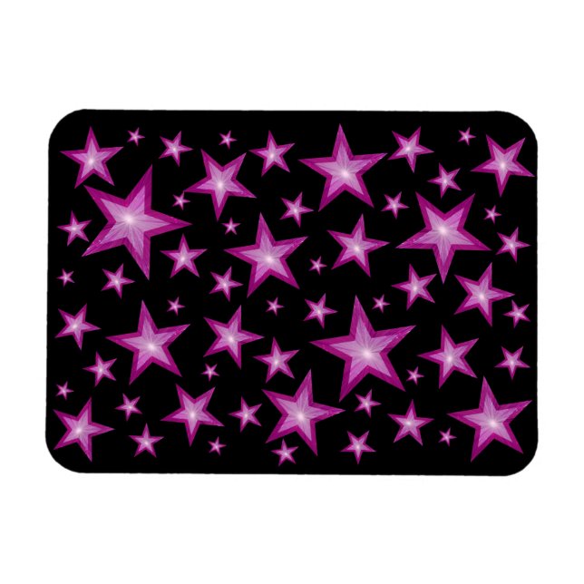 Pink Stars flexibler Magnet schwarz (Horizontal)