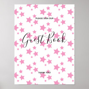 Pink Stars Modernes Design Buch Zeichenplakat Poster