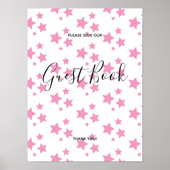 Pink Stars Modernes Design Buch Zeichenplakat Poster (Vorne)