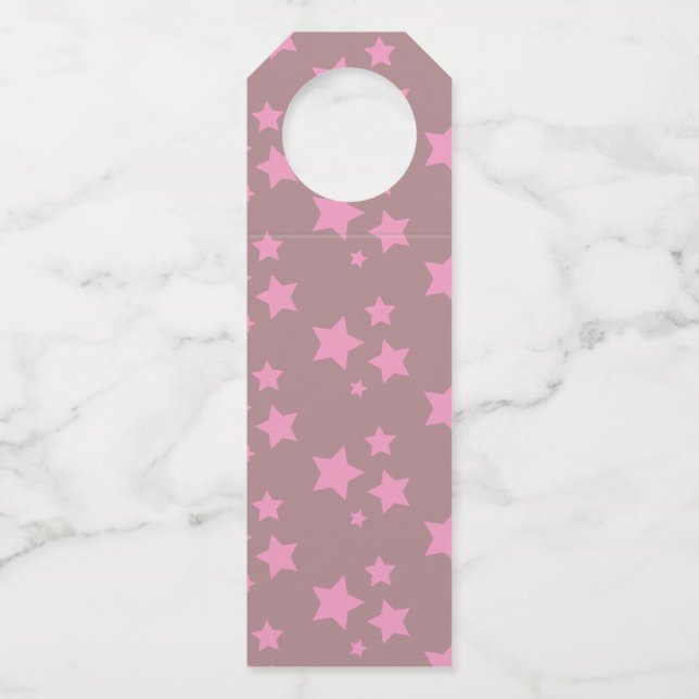 Pink Stars Modernes Design Flaschenanhänger (Vorderseite)