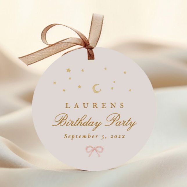 Pink Stars Moon Princess Fairytale Geburtstagspart Geschenkanhänger (Von Creator hochgeladen)