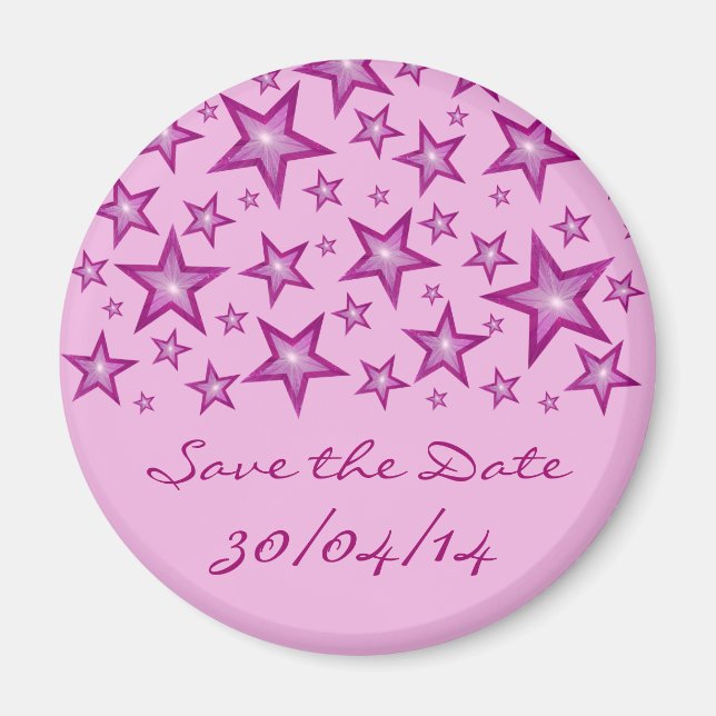 Pink Stars "Save the Date" blassrosa Magnet (Vorne)