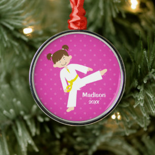 Pink Stars Taekwondo Karate Personalisiert Ornament Aus Metall