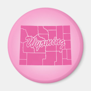 Pink State Wyoming Magnet