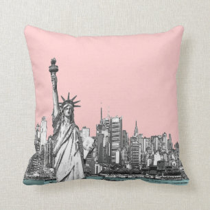 Pink Statue of Liberty New York Throw Kissen
