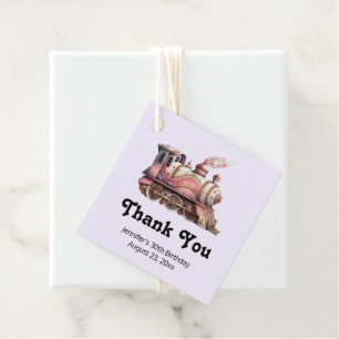 Pink Steam Train Vintag Danke Geschenkanhänger