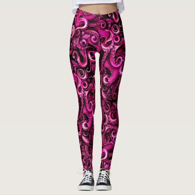 Pink Steampunk Octopus Tentacles Leggings (Vorderseite)