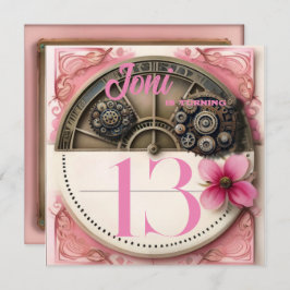 Pink Steampunk Party Einladung