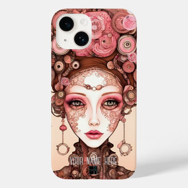 PINK STEAMPUNK SCHAUTY DOLL FACE iPhone / iPad Geh Case-Mate iPhone Hülle (Rückseite)