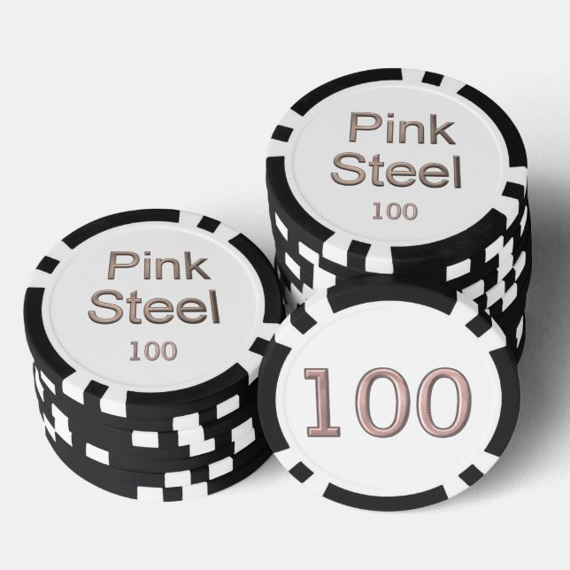 Pink Steel white black 100 gestreifter Poker-Chip Pokerchips (Stapel)