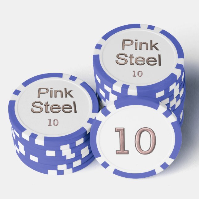 Pink Steel white blue 10 striped Poker Chip (Stapel)