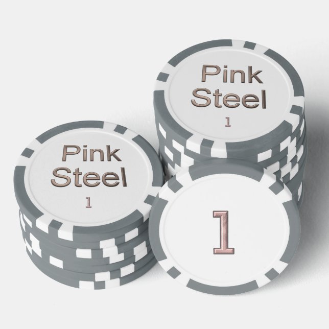 Pink Steel white grau 1 gestreifter Poker Chip (Stapel)