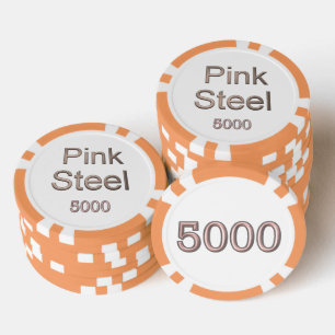 Pink Steel white orange 5000 gestreifter Poker Chi Pokerchips
