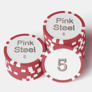 Pink Steel white red 5 Strip Poker Chip