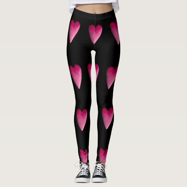 Pink-Steinherzen Leggings (Vorderseite)