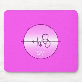 Pink Stethoscope Heartbeat Medical Mousepad