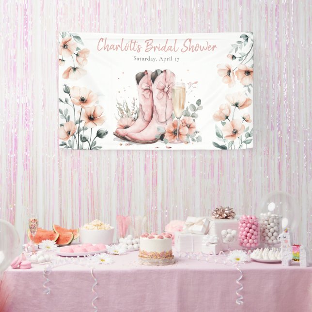 Pink Stiefel & Bubbly Champagner Brautparty Banner (Party)