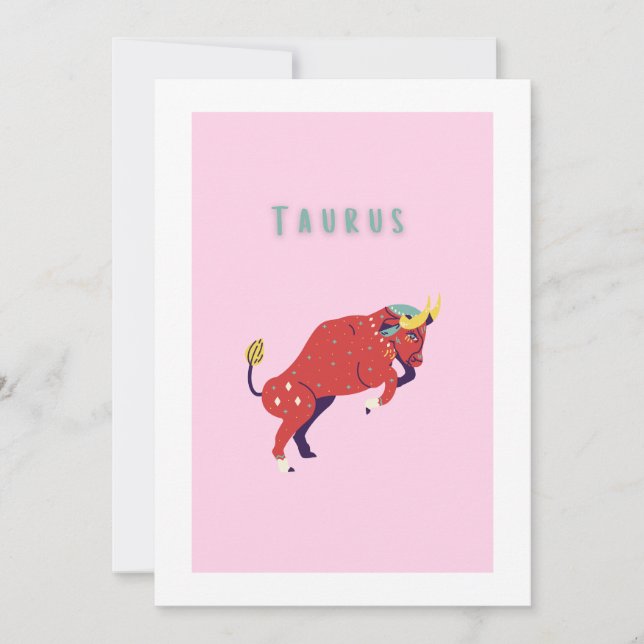 Pink Stier, Sternzeichen, Sternzeichen-Druck Einladung (Vorderseite)