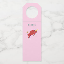 Pink Stier, Sternzeichen, Sternzeichen-Druck Flaschenanhänger