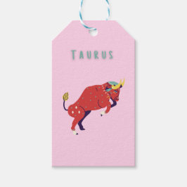 Pink Stier, Sternzeichen, Sternzeichen Druck Geschenkanhänger