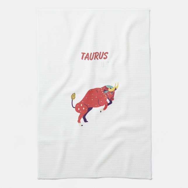 Pink Stier, Sternzeichen, Sternzeichen-Druck Geschirrtuch (Vertikal)