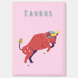 Pink Stier, Sternzeichen, Sternzeichen Druck Magnet