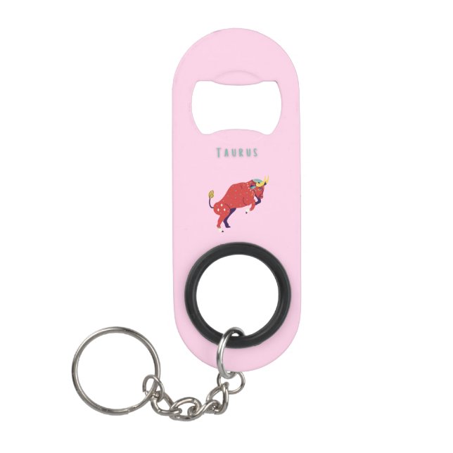 Pink Stier, Sternzeichen, Sternzeichen-Druck Mini Flaschenöffner (Vorderseite)