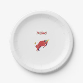 Pink Stier, Sternzeichen, Sternzeichen-Druck Pappteller