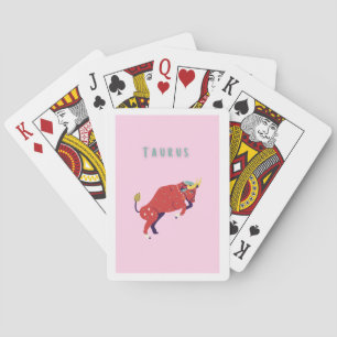 Pink Stier, Sternzeichen, Sternzeichen Druck Spielkarten