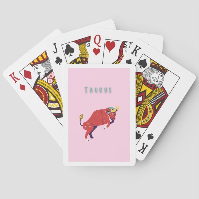 Pink Stier, Sternzeichen, Sternzeichen Druck Spielkarten (Rückseite)