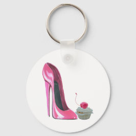 Pink Stiletto Shoe und Cupcake Schlüsselanhänger