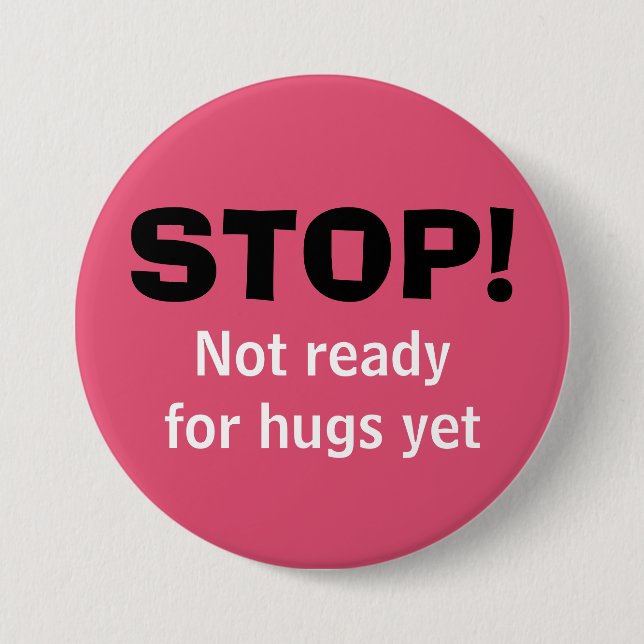 Pink STOP No Hugs Button (Vorderseite)
