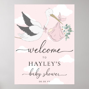 Pink Stork Baby Dusche Empfang Poster