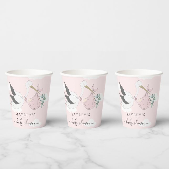 Pink Stork Baby Dusche Pappbecher (Multi)
