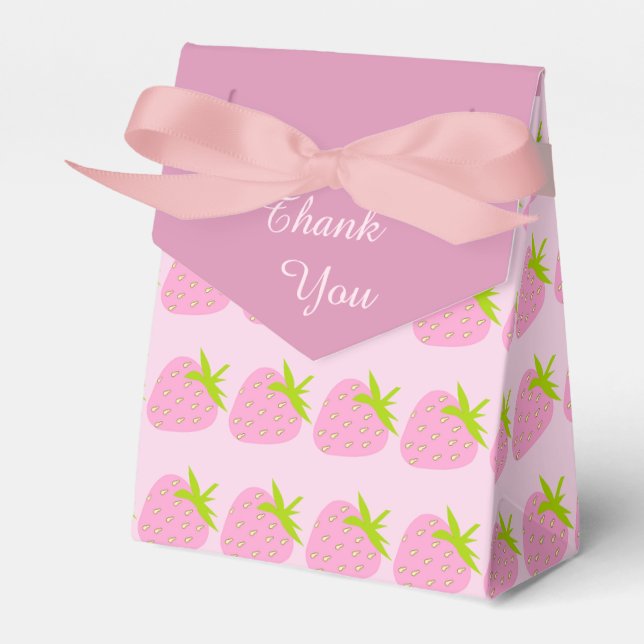 Pink Strawberries Pattern Cute Geschenkschachtel (Vorderseite)