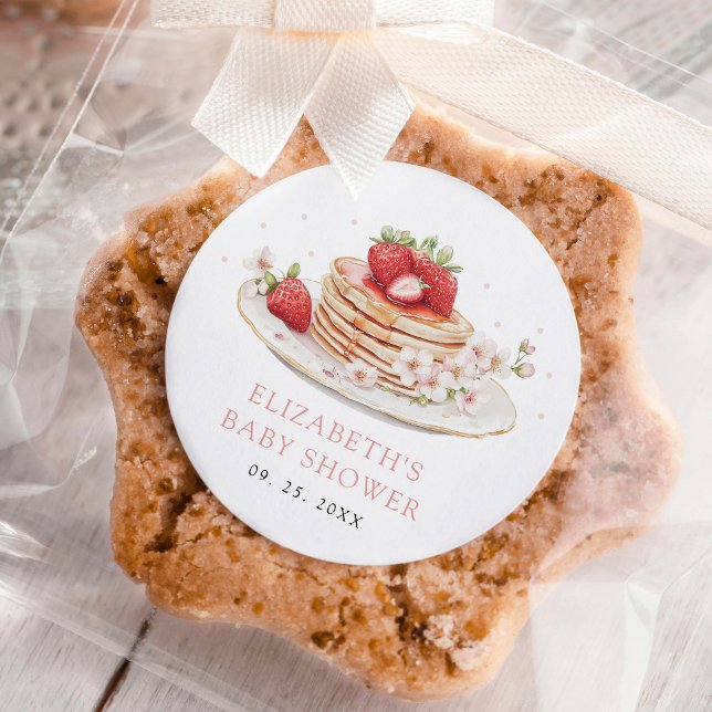 Pink Strawberry Baby Brunch Runder Aufkleber (Von Creator hochgeladen)