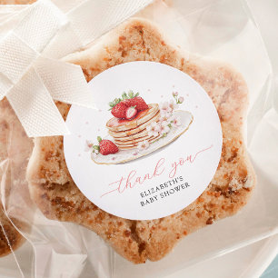 Pink Strawberry Baby Brunch Vielen Dank Runder Aufkleber