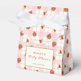 Pink Strawberry Berry Sweet Gingham Baby Dusche Geschenkschachtel