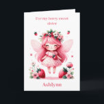 Pink Strawberry Fairy Berry Birthday Sister Karte<br><div class="desc">Feiern Sie mit unserer personalisierten Strawberry Fairy Girl Birthday Sistcard einen besonderen Geburtstag! Diese verzauberte Karte ist perfekt für Ihre Schwester, die eine Touch der Magie Liebe. Personalisieren Sie die Vorderseite mit ihrem Namen und fügen Sie eine herzliche Nachricht hinzu. Das charmante Design besticht durch ein skurriles Erdbeermärchen, das ihr...</div>
