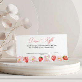 Pink Strawberry Floral Baby Shower Diaper Raffle Begleitkarte