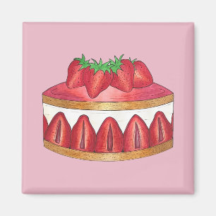 Pink Strawberry Fraisier Cake French Pastry Köche Magnet