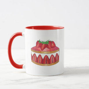 Pink Strawberry Fraisier Cake French Pastry Köche Tasse