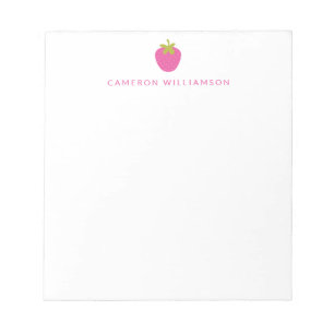 Pink Strawberry Fruit Personalized Stationery  Notizblock