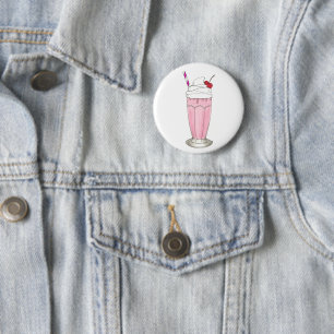 Pink Strawberry Ice Cream Shake Milkshake Dessert Button